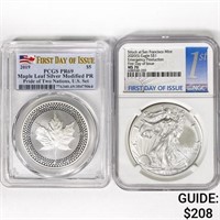 (2) Varied Silver Coinage NGC,PCGS MS,PR