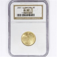 2001-W $5 8.36g Capitol Gold NGC MS69