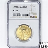 1992 US $25 1/2oz. Gold Eagle NGC MS69