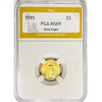 1995 $5 1/10oz American Gold Eagle PGA MS69