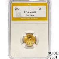 2001 $5 1/10oz. American Gold Eagle PGA MS70