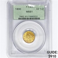 1900 $2.50 Gold Quarter Eagle PCGS MS61