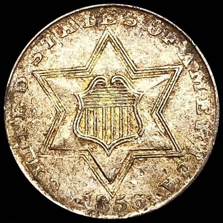 1856 Silver Three Cent NEARLY UNCIRCULATED