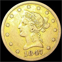 1847-O $10 Gold Eagle NICELY CIRCULATED