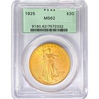 1925 $20 Gold Double Eagle PCGS MS62