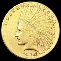1914 $10 Gold Eagle NEARLY UNCIRCULATED