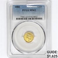 1882 Rare Gold Dollar PCGS MS62