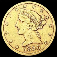 1856-S $5 Gold Half Eagle LIGHTLY CIRCULATED