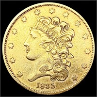 1835 $5 Gold Half Eagle CLOSELY UNCIRCULATED