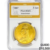 1887 5 Sov. 1.18oz G.B. Gold PGA MS65