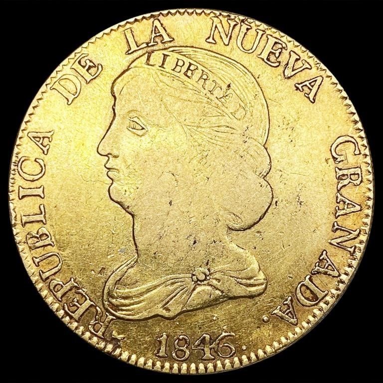 1846-UE Colombia .7596oz Gold 16 Pesos LIGHTLY