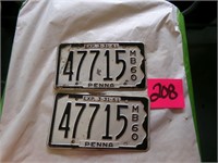 1961 Pennsylvania Boat License Plates - Pair