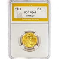 1993 $10 1/4oz. American Gold Eagle PGA MS69