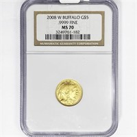 2008-W US 1/10oz Gold $5 Buffalo NGC MS70