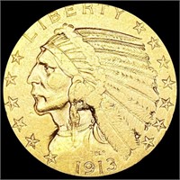 1913 $5 Gold Half Eagle NEARLY UNCIRCULATED