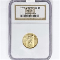 1992-W US Commem Olympic .25oz Gold $5 NGC MS70