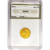 1911 $2.50 Gold Quarter Eagle NGS MS64