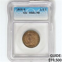 1809/6 Classic Head Half Cent ICG MS61 RB