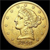 1846 $5 Gold Half Eagle UNCIRCULATED