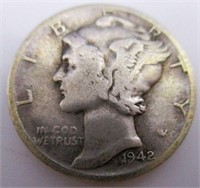 1942 over 41-D Mercury Silver Dime Error Coin