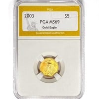 2003 $5 1/10oz American Gold Eagle PGA MS69