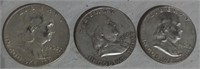 3 Ben Franklin Half Dollars - 1963 D
