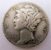 1942-S Mercury Silver Dime