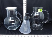 (2) Clear Glass Pitchers & Infuser
