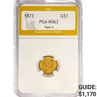 1873 Rare Gold Dollar PGA MS63