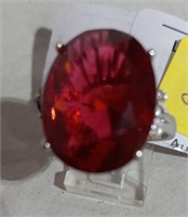 Fashion Ring w/ Red Stone sz 8.75