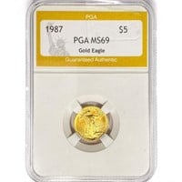 1987 $5 1/10oz. American Gold Eagle PGA MS69