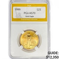 1999 $25 1/2oz American Gold Eagle PGA MS70