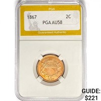 1867 Two Cent Piece PGA AU58