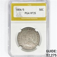 1806/5 Draped Bust Half Dollar PGA VF35