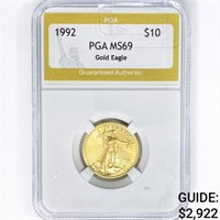 1992 US 1/4oz Gold $10 Eagle PGA MS68