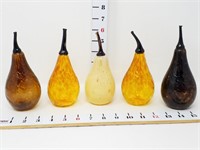 (5) Art Glass Pears