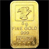Columbia 5g Gold Bar UNCIRCULATED