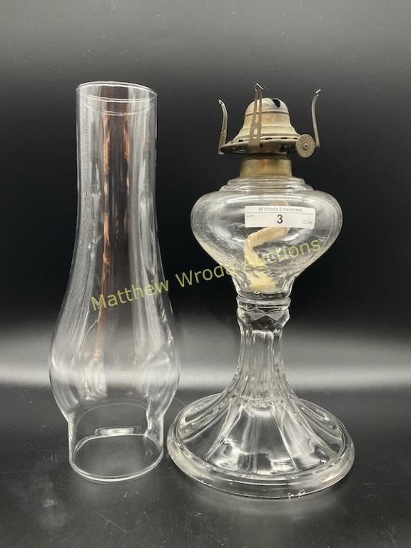 Millersburg crystal Flute oil lamp, 5.5" base,