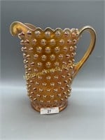 Millersburg radium marigold Hobnail water pitcher