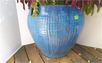 Large Blue Ceramic Planter