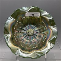 Millersburg 6" green Cosmos ruffled bowl