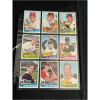 (9) 1965 Topps Baseball Cards Nice Condition