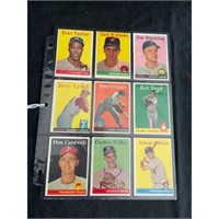(9) 1958 Topps Baseball Cards High Grade