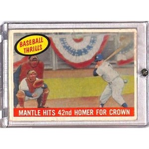1959 Topps Mantle Hits 42nd Pen On Back