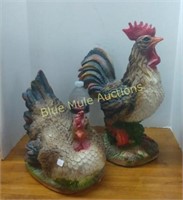 Two ceramic Mexican chickens