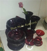 Avon Ruby Red bowls, vases, cups