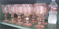 14 pink depression wine glasses