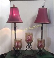 2 matching lamps-29"tall working & iron candle