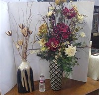 Artificial flower arrangements in 2  vases