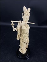 Composite Resin Asian Flute Player Figurine 7.5"H